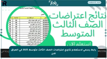رابط رسمي لاستعلام نتائج اعتراضات الصف الثالث متوسط 2025 في العراق الآن